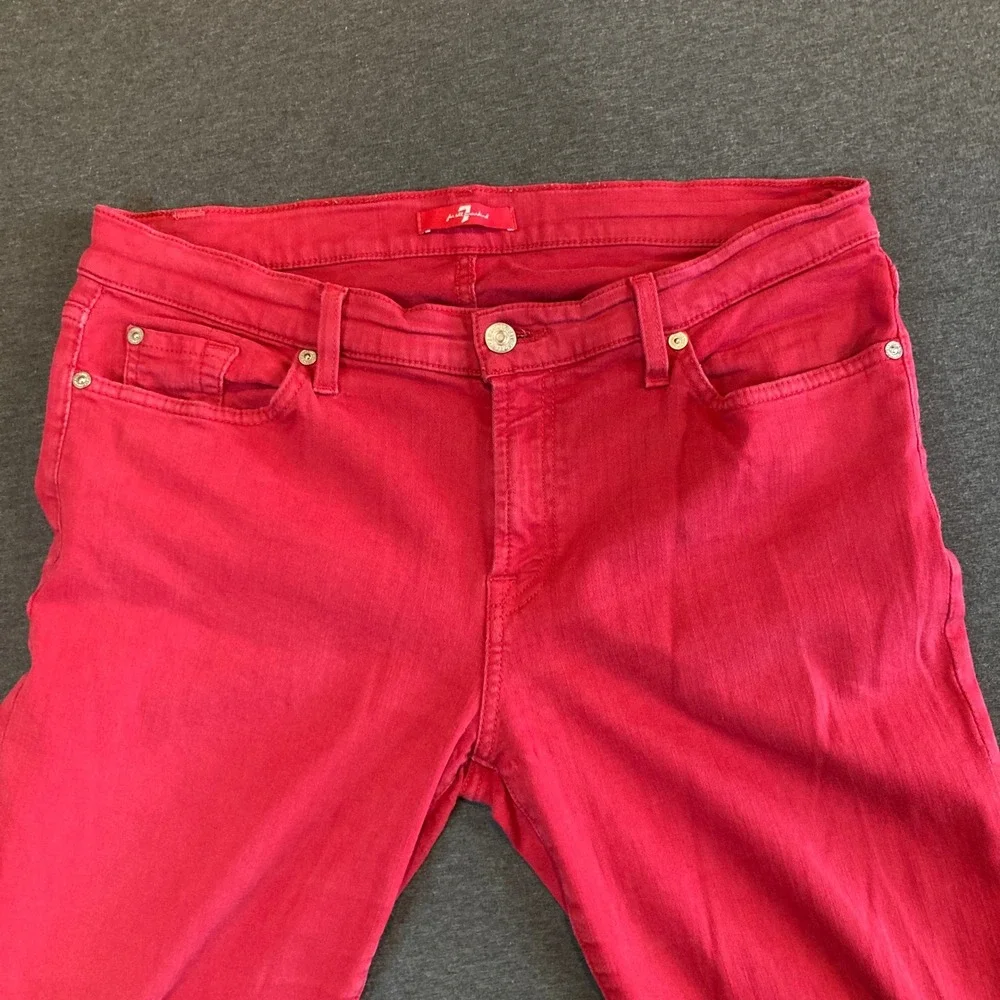 7 For All Mankind Jeans Women 14/27 Skinny Red‎ Stretch Flex Raw Hem AU8150367A